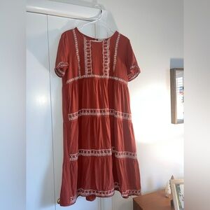 Tea n Rose Terracotta Midi Dress